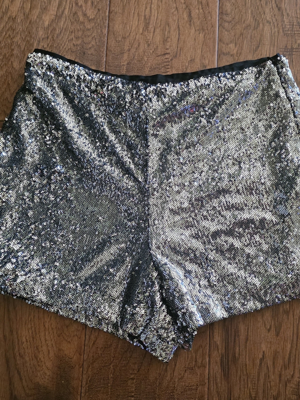 High-Waist Silver Sequin Women’s Shorts